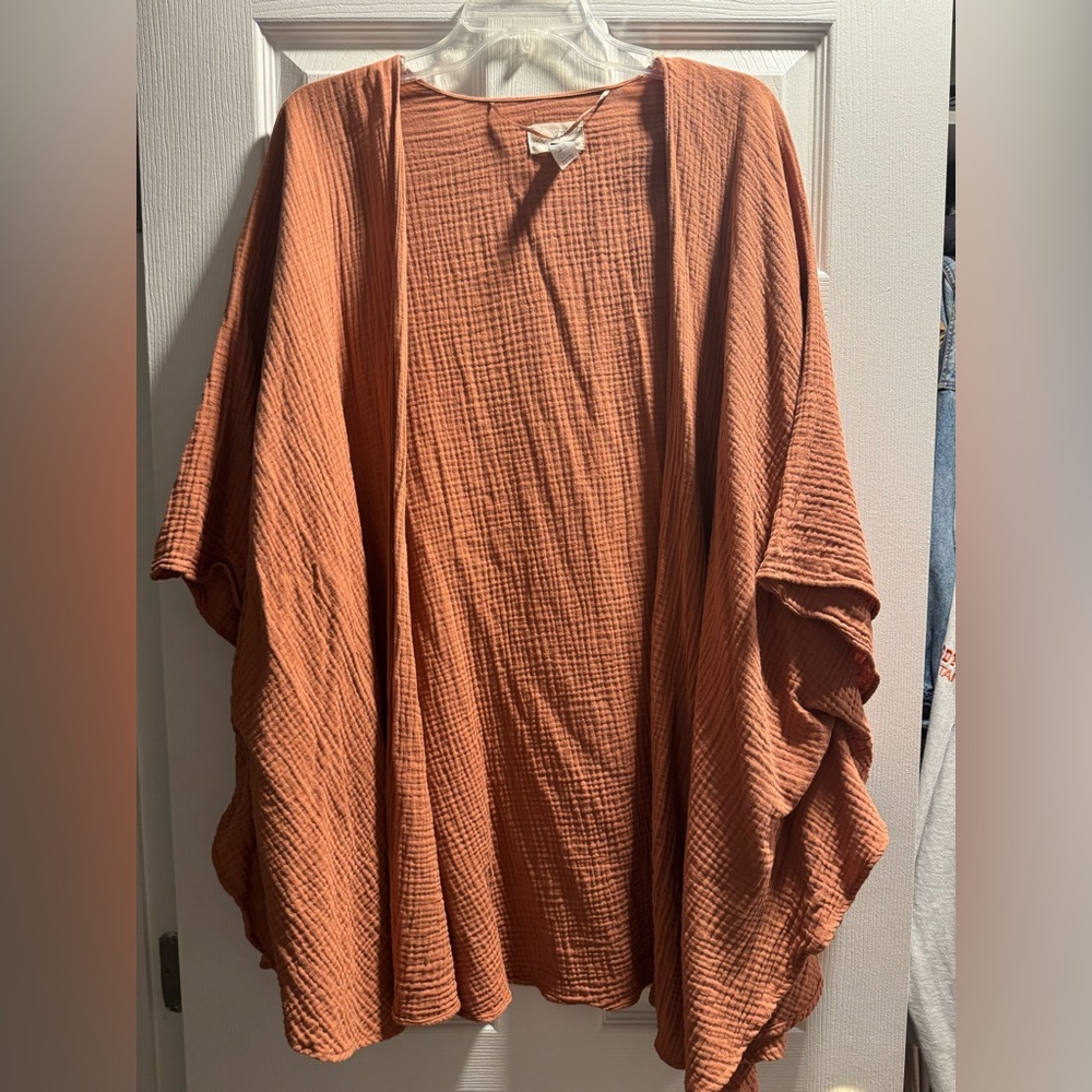 Rust Orange Textured Poncho